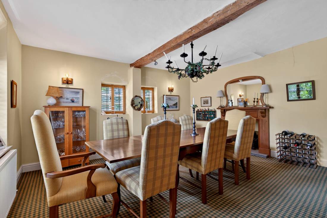 The dining room at Priors Court, Aylton, set for formal entertaining